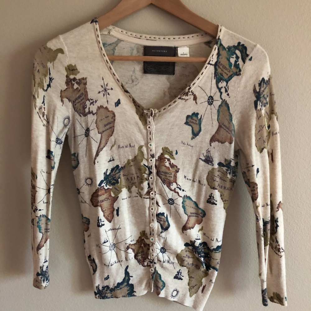 Anthropologie Guinevere Map Cardigan